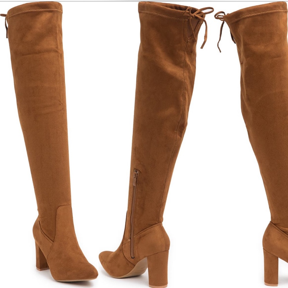 Suede boots, over the knee, caramel brown 🔥